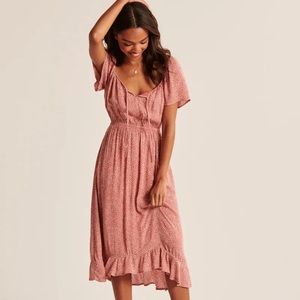 Abercrombie Easy Waist Midi Dress in Dusty Pink